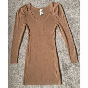 Abercrombie & Fitch Large Long Sleeved Brown Dress‎ Ribbed Y2K Form Fitting